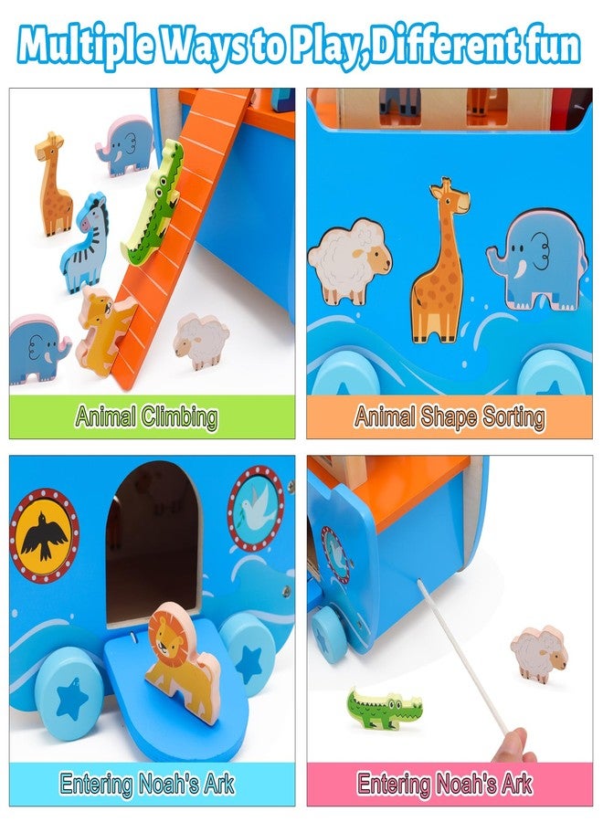 Yelakey Wooden Noah's Ark Toy Baptism Gifts for 1 2 3 4 Years Old Baby Boy and Girl Montessori Educational Toy for Toddlers with Bible Story Animal Shape Sorter - Image 3